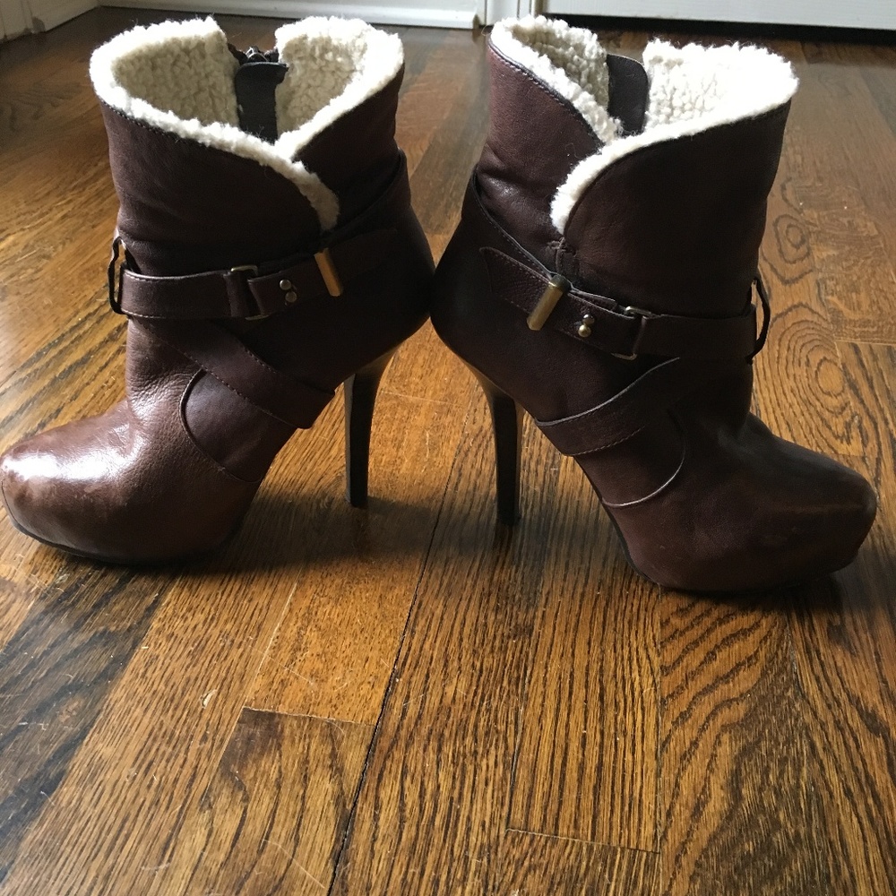 Guess Fleece Lined Leather Heels